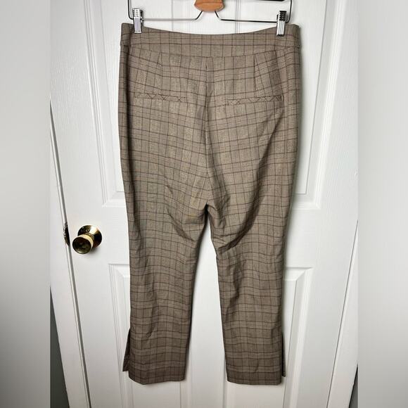 Veronica Beard Arte Brown Plaid Striped Ankle Cropped Trouser Pant Sz 12 - Picture 9 of 11